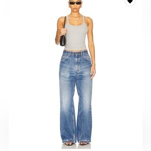 Aligrace Vintage Wide Leg Jean in Medium Dark Wash. Size 34